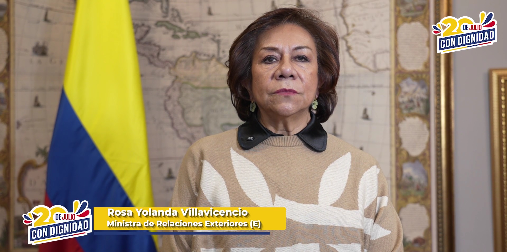 Mensaje de la Canciller (e) Rosa Yolanda Villavicencio Mapy con motivo del Día de Independencia de Colombia